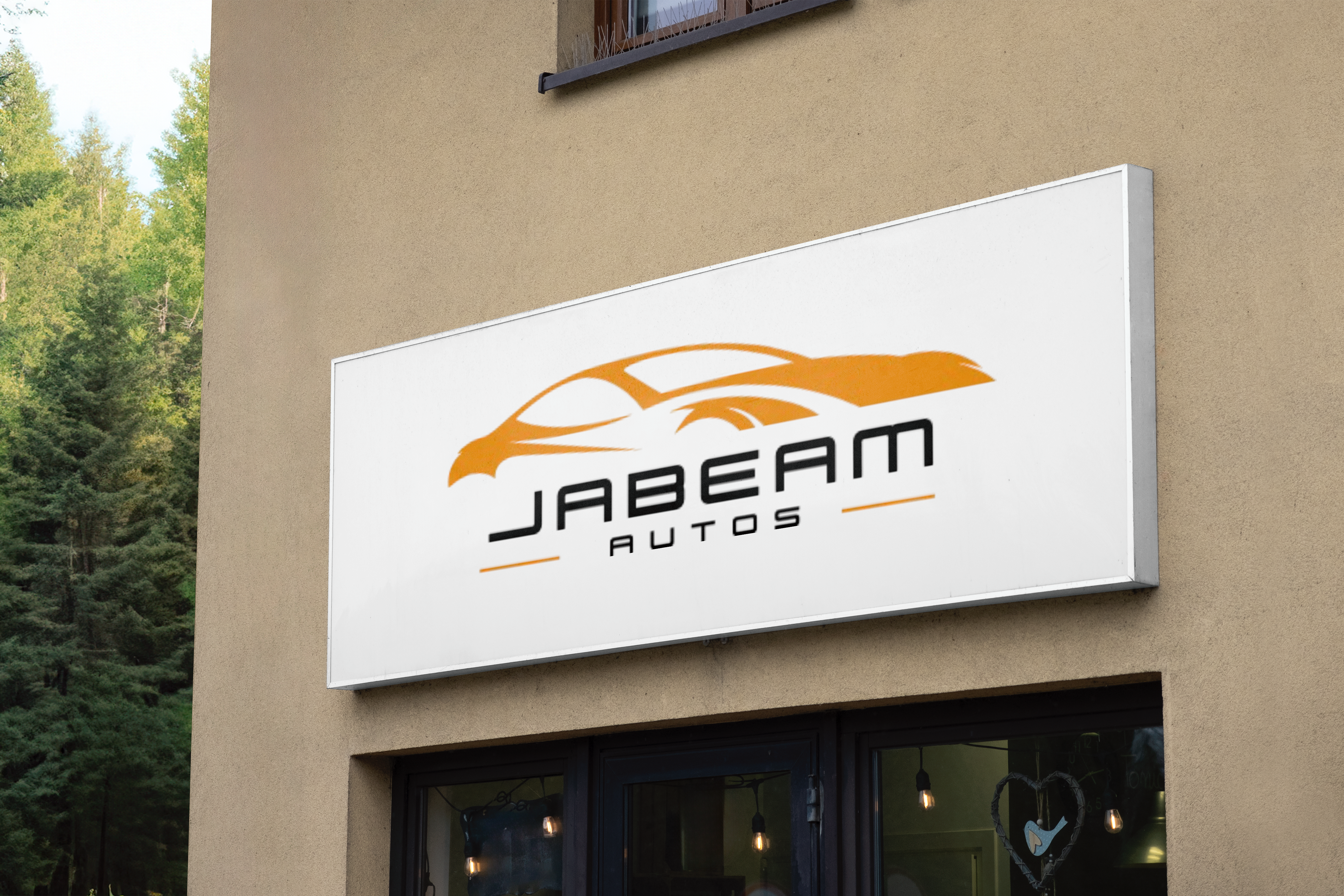 Rectangle Signage on Wall Mockup